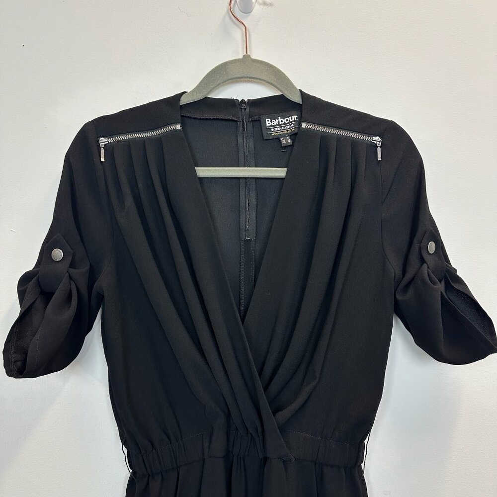 Barbour International Jumpsuit Deep V-Neck Zipper Detail Size 6